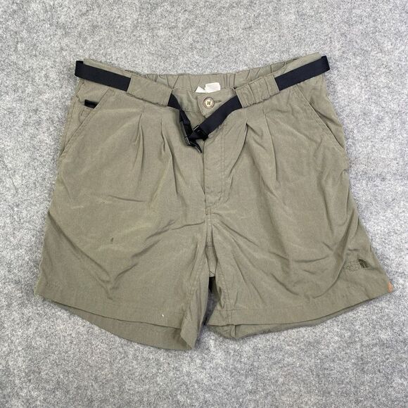 The North Face Shorts Mens Large Green Cargo Zip Pockets Outdoor Belted Stretch - Picture 1 of 8